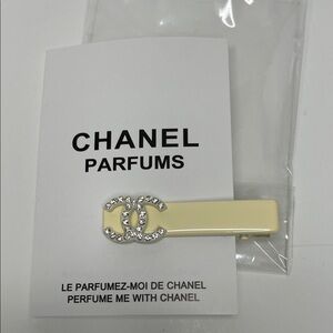 Chanel Parfume Hair Clip with Silver Crystal Accents